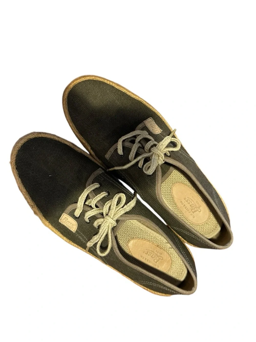 Canvas Espadrille Sneakers in Olive Green Size 11